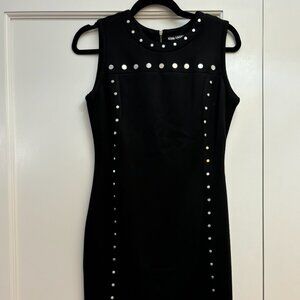Karl Largerfeld Knee-Length Black Scuba Dress with Silver Studs (size 4)